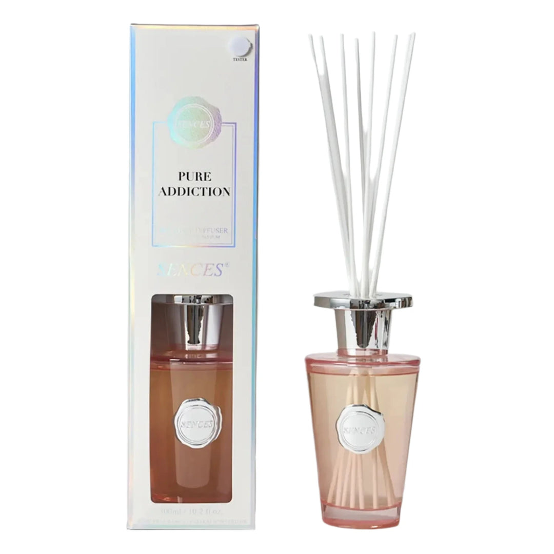 Large 300ml reed diffuser with pure addiction fragrance and white reeds