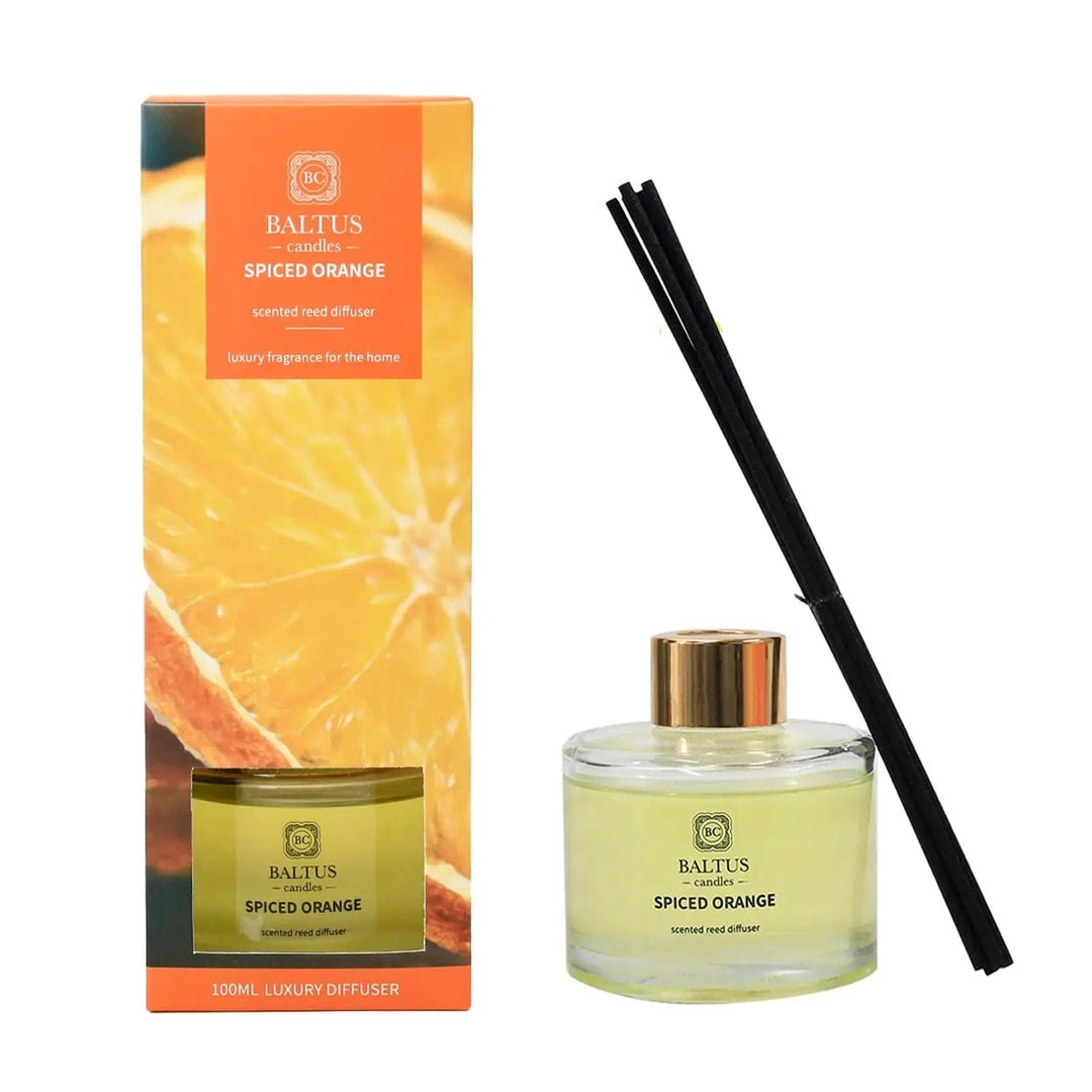 Spiced Orange scented reed diffuser 100ml with black reeds and gift box packaging