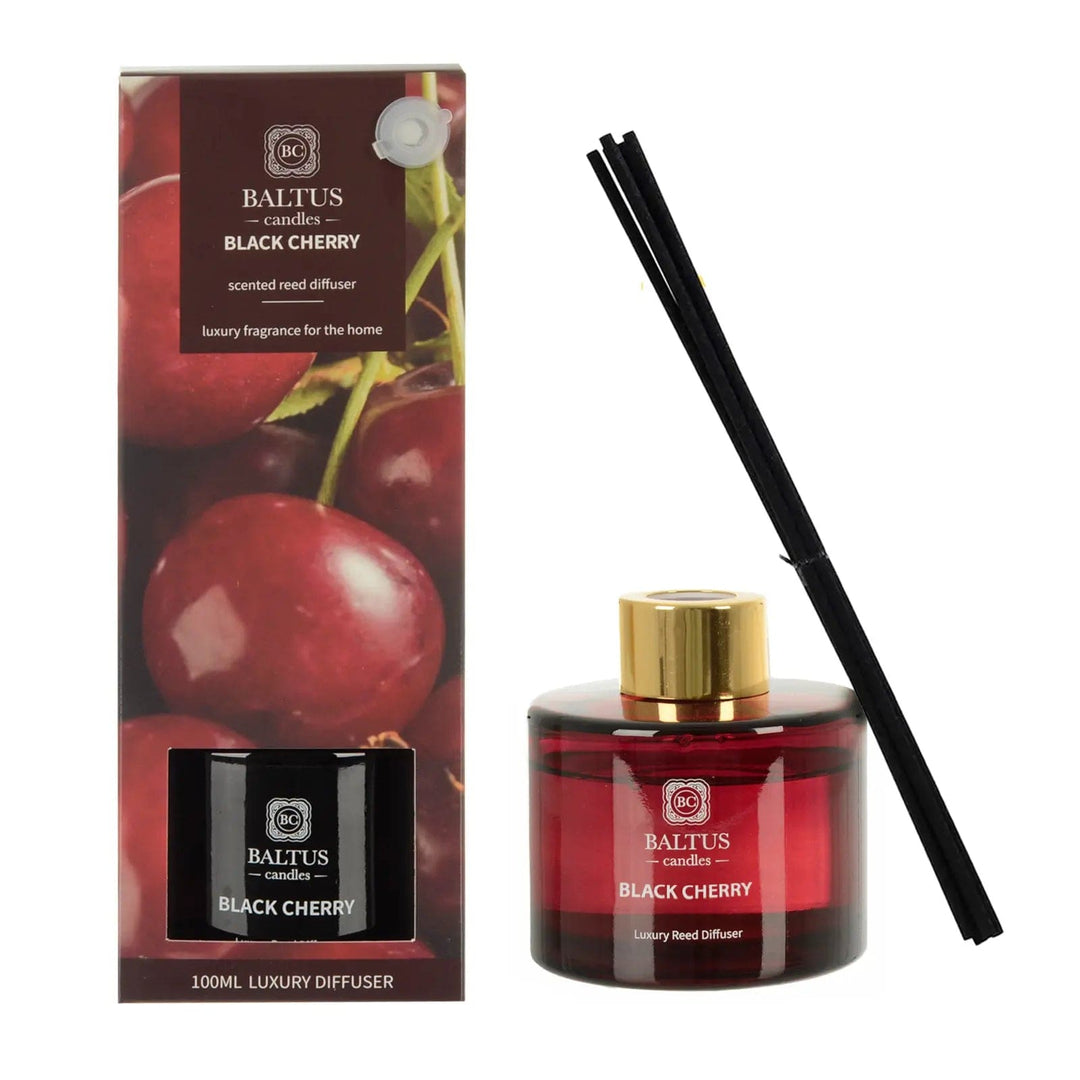 Black Cherry scented reed diffuser 100ml with black reeds and gift box packaging