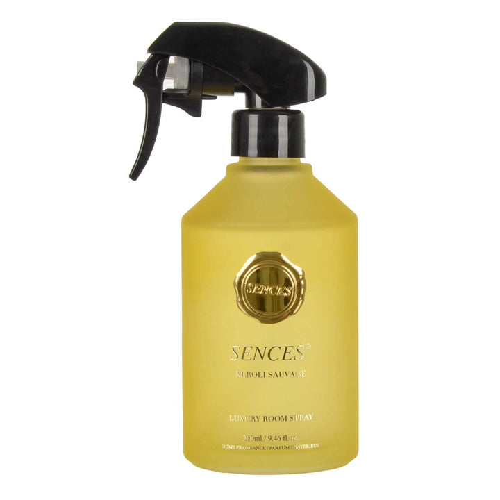 Sences Neroli Sauvage scented room spray in yellow coloured glass bottle