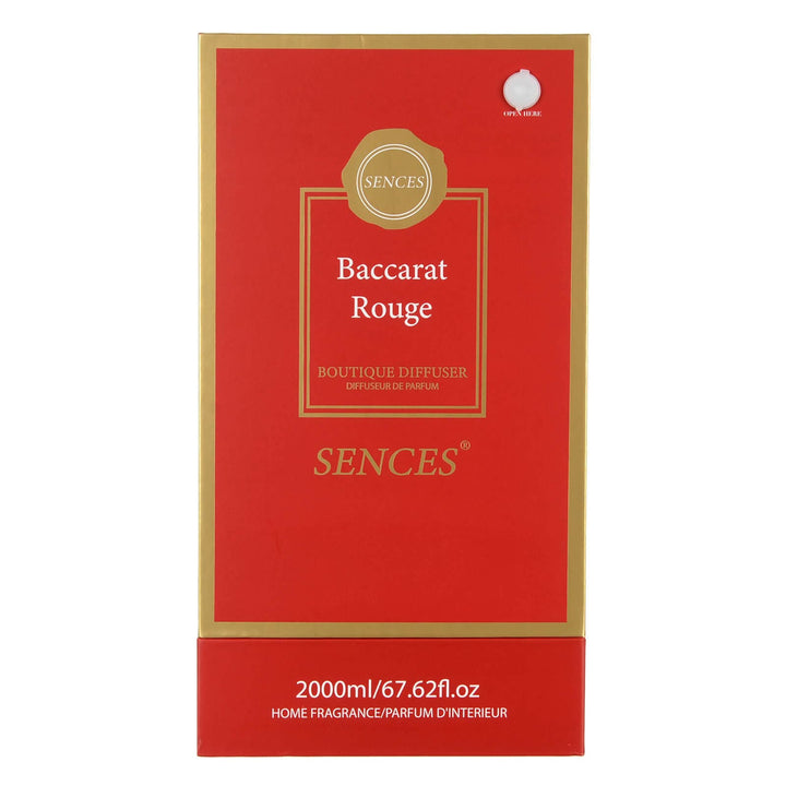Baccarat Rouge scented 2000ml reed diffuser in red and gold gift box packaging
