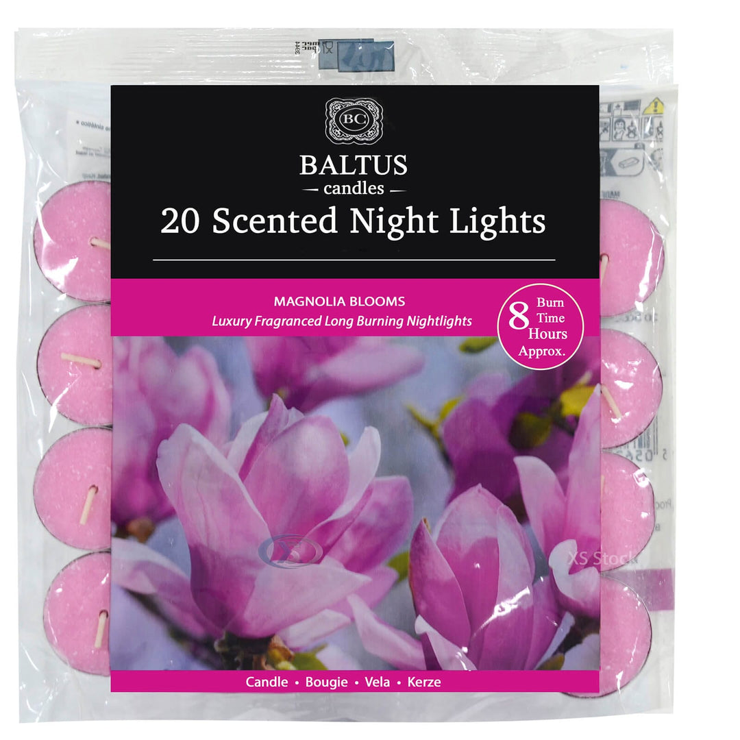 Baltus 20 Pack of Scented Tealight Night Lights Candles 8hr Burn Magnolia Blooms