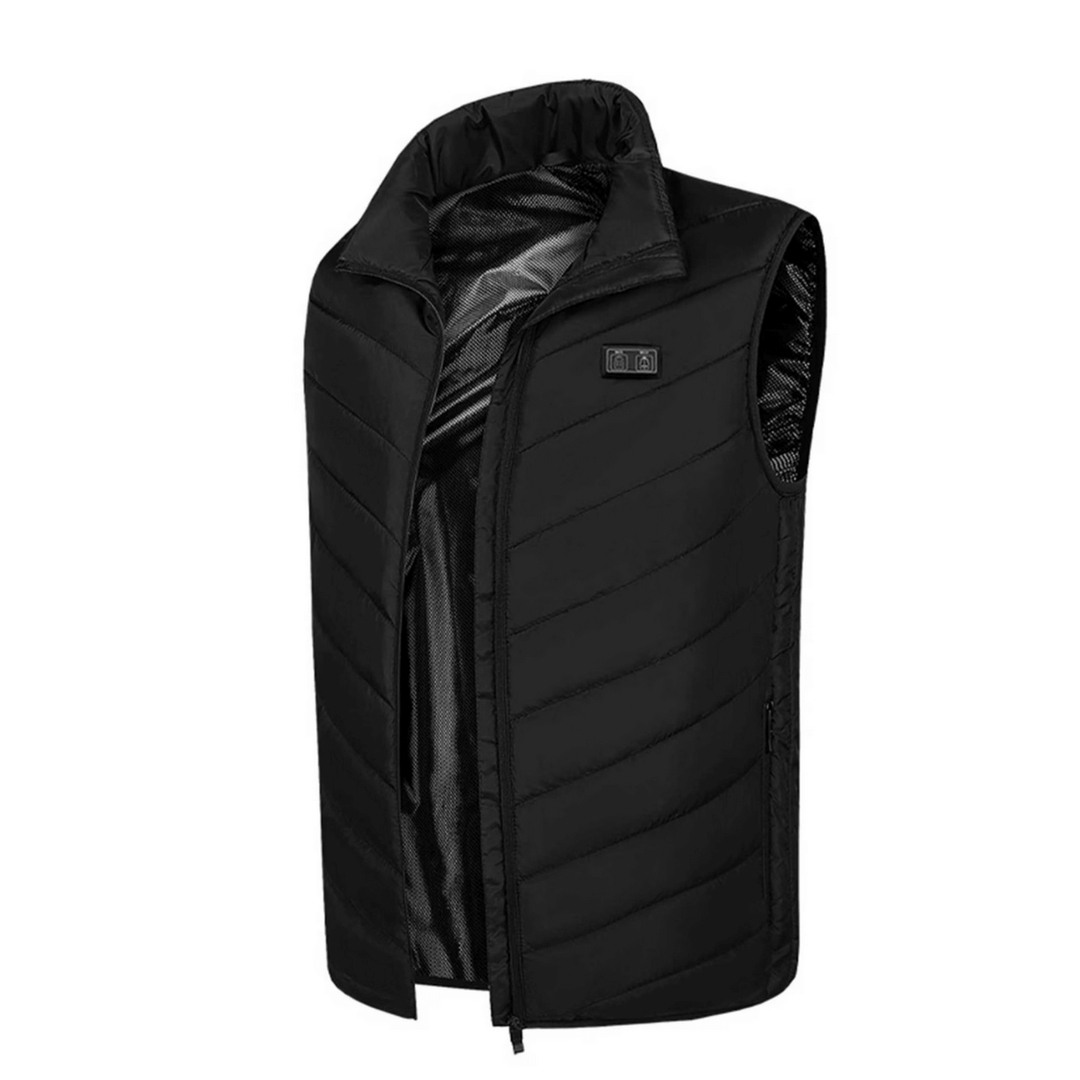 black body warmer with padded exterior and polyester inner zip is open