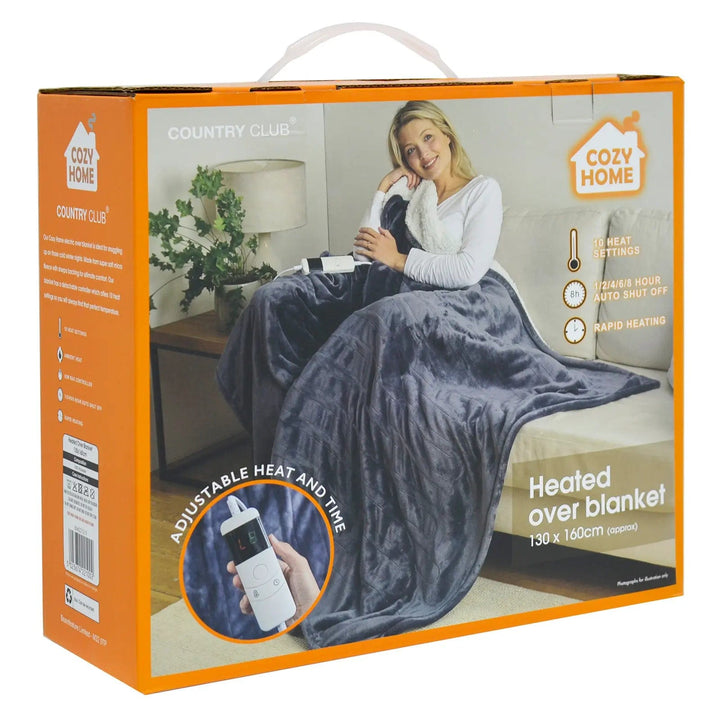 Orange box packaging for a heated over blanket