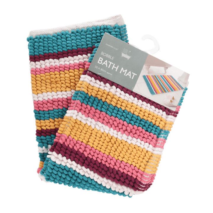 bobble bath mat folded in half showing packaging and hanging hook