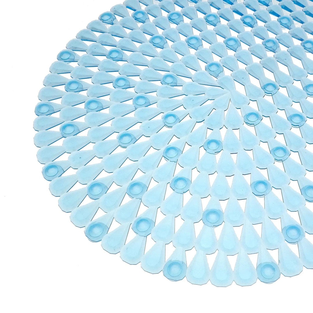 Aqua blue 3D style gems pattern bath mat with suction cups to secure to the bath or shower tray