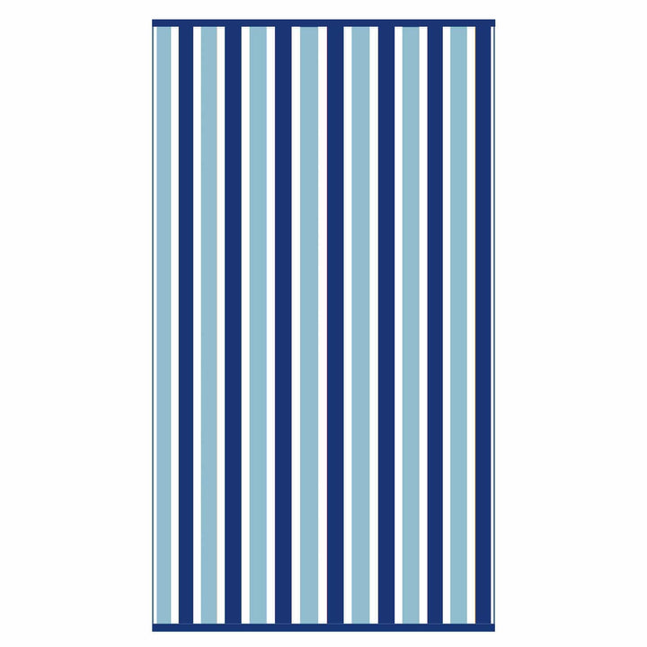 Dark and llight blue stripes on a jumbo beach towel