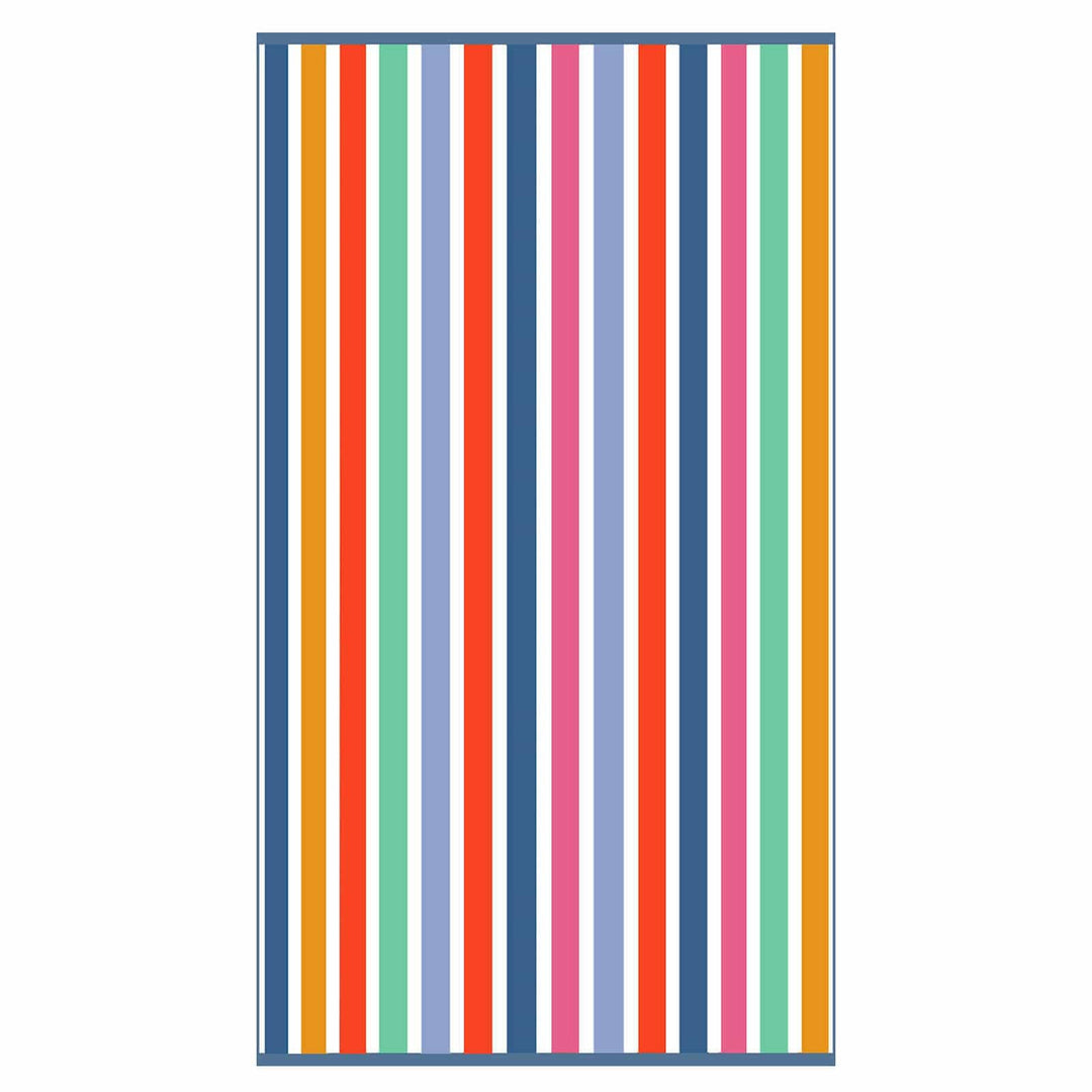 Multicoloured stripes on a large beach towel