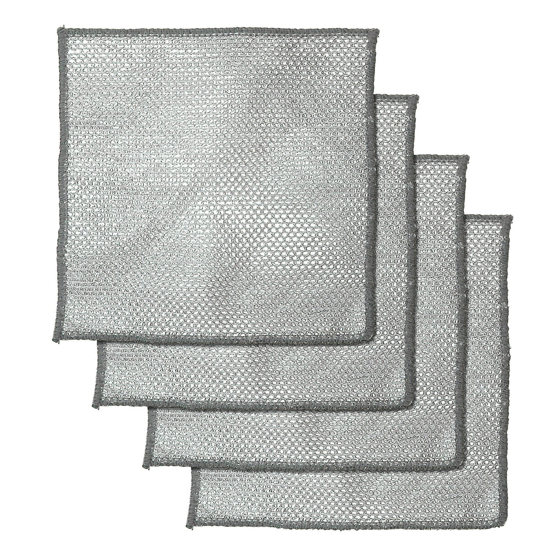 Set of four silver weave cleaning cloths