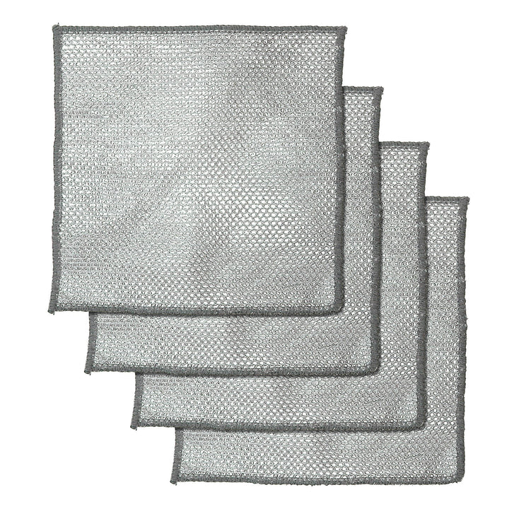 Set of four silver weave cleaning cloths