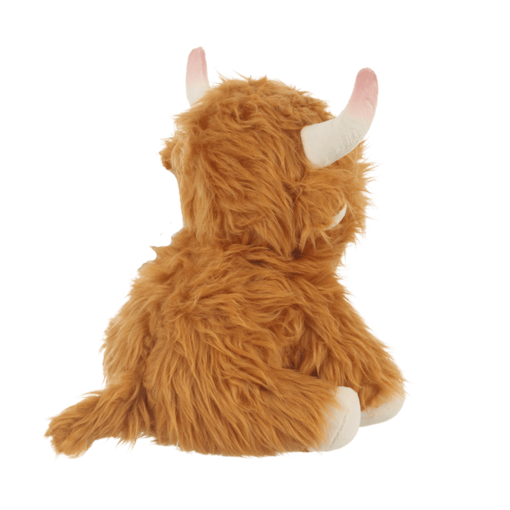 back view of highland cow door stopper with fleece covered tail