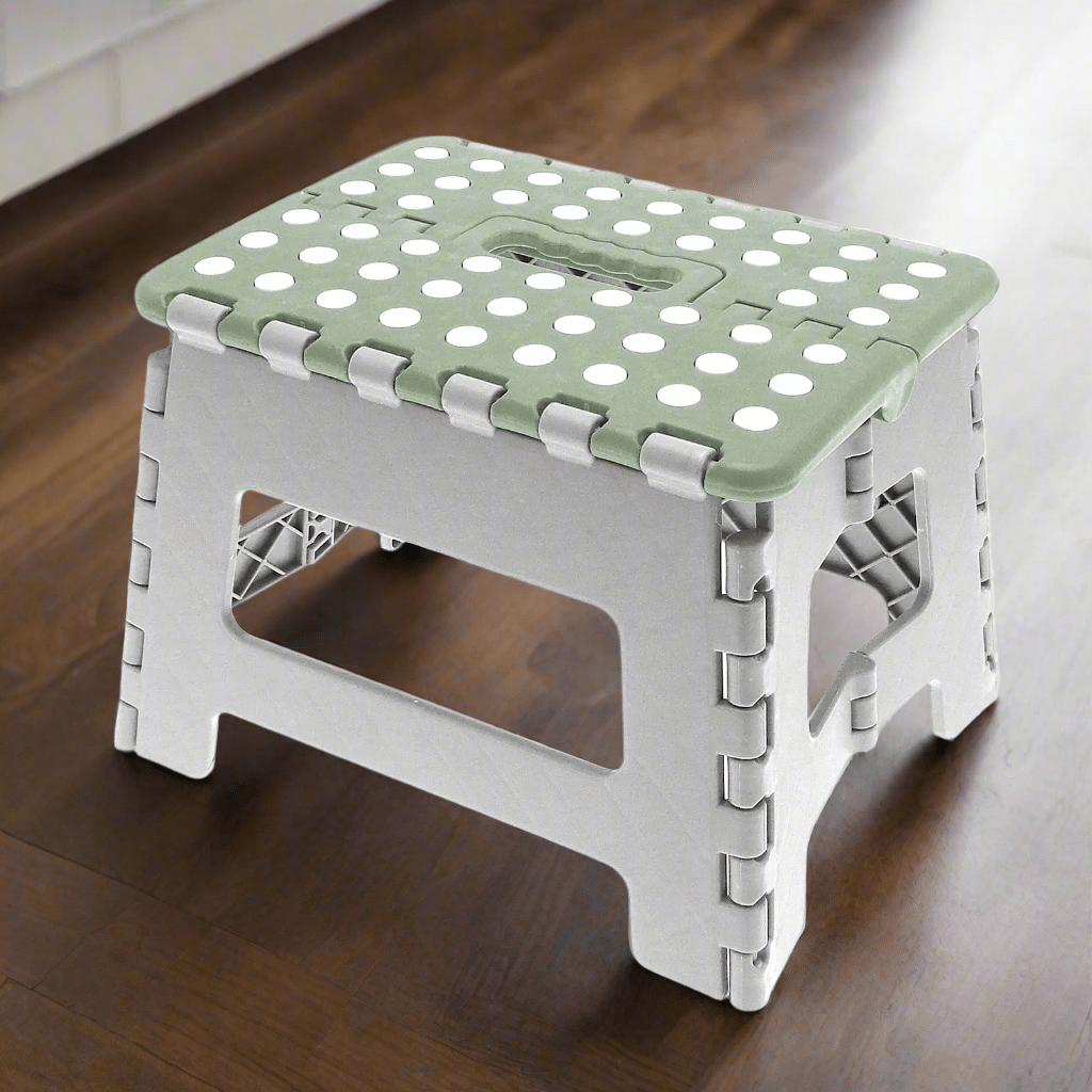 Folding Step Stool Non Slip Top Strong Durable Grey Sage 23cm