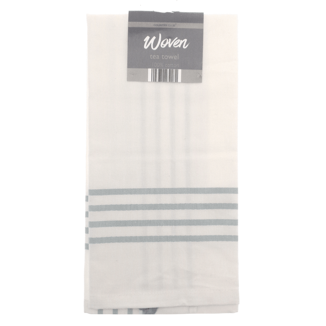 woven cotton natural plaid grey stripe tea towel