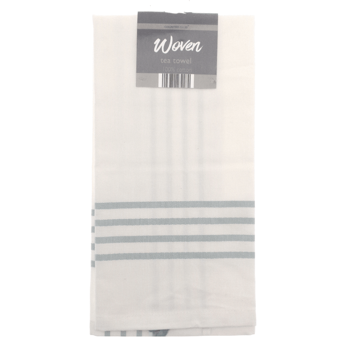 woven cotton natural plaid grey stripe tea towel