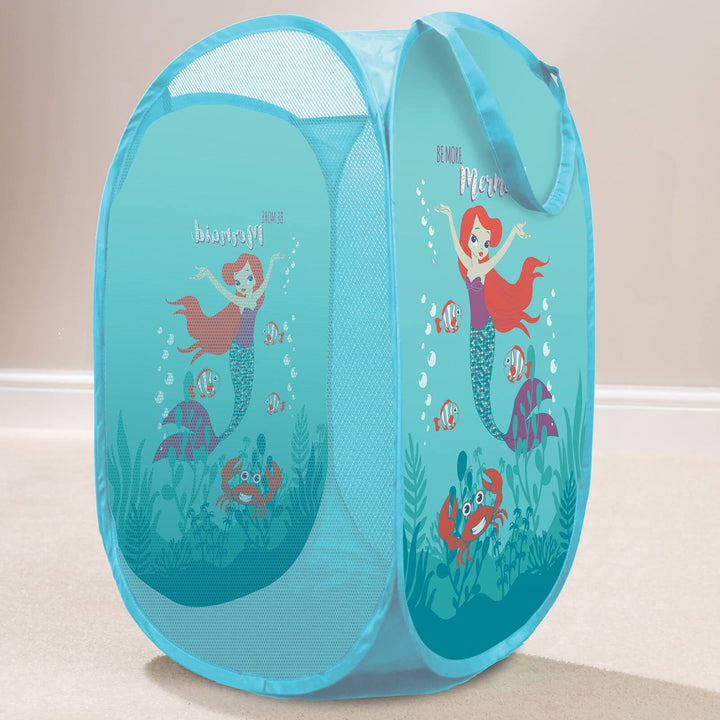 Kids Pop-up Room Tidy Foldable Laundry Basket Fun Print 58cm Mermaid