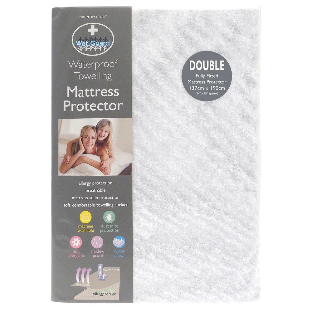 Double size fully fitted waterproof towelling mattress protector