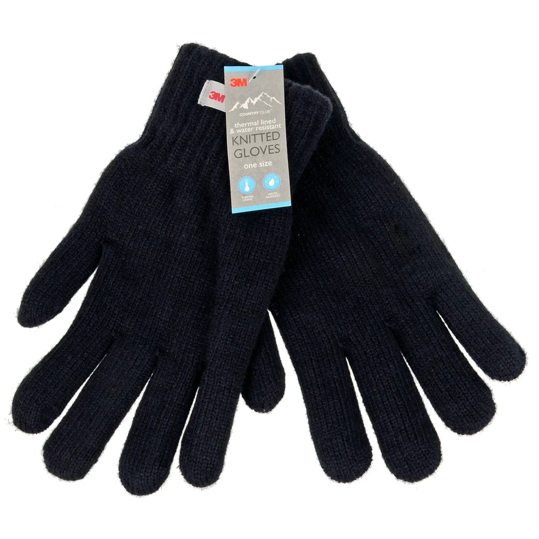 Pair of mens black thermal lined and water resistant gloves