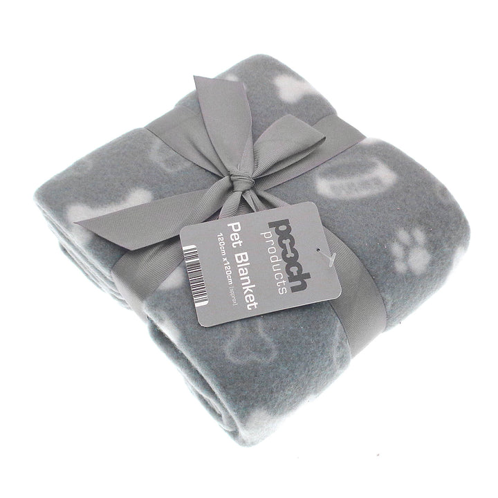 Pet Blanket Dog Theme Printed Fleece Cover Grey Square 120cm Dark Grey