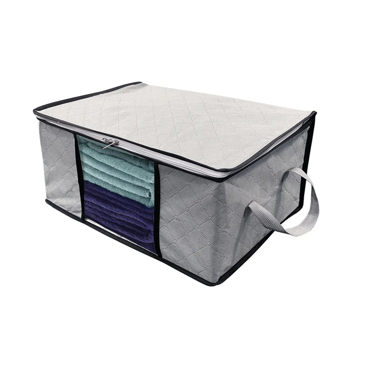 Grey, under bed storage bag with window panel, top zip amd carry handles