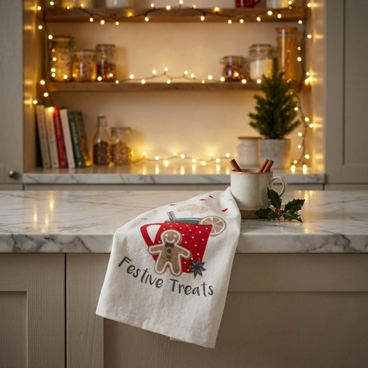 Pack Of 3 Christmas Tea Towels 100% Cotton Dish Drying Cloths