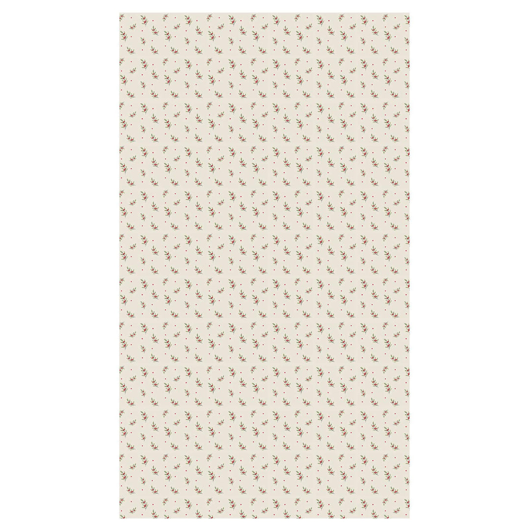 Large tablecloth with red berries design on a beige background