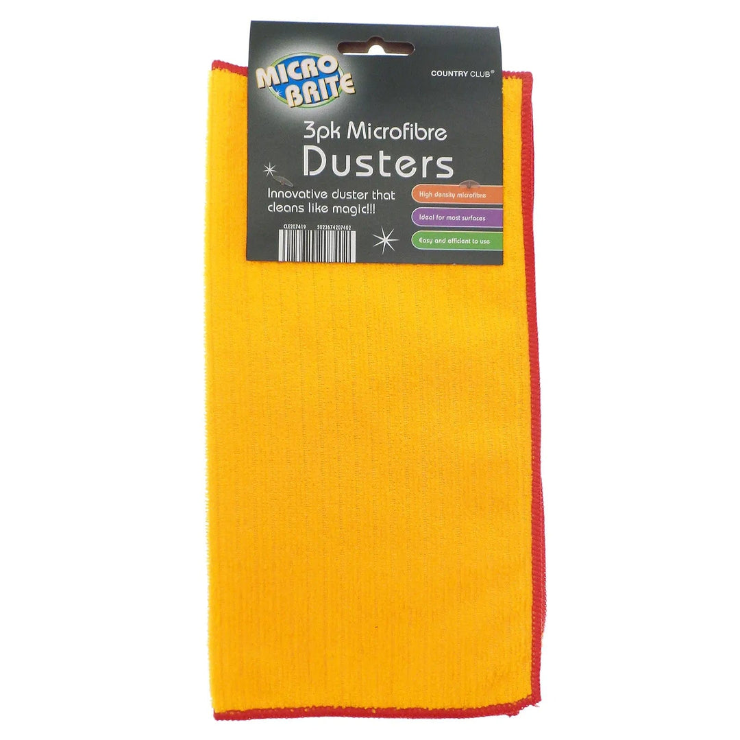 Pack of 3 orange microfibre duster with red trim for general household cleaning