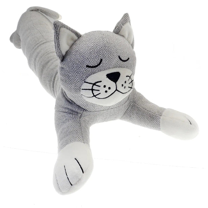 Close up of grey and white cat novelty animal draught excluder