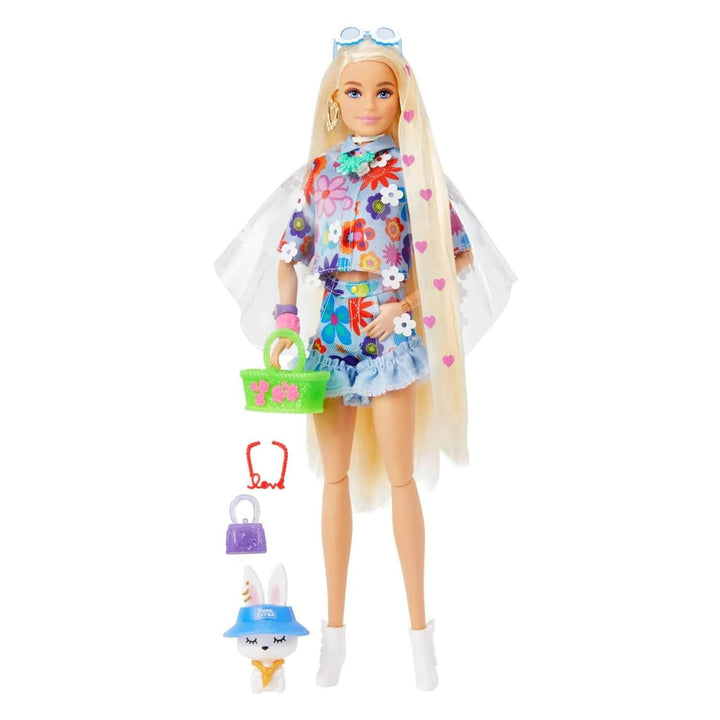 Barbie Extra Fashion Doll With Pet &amp; 15 Styling Accessories