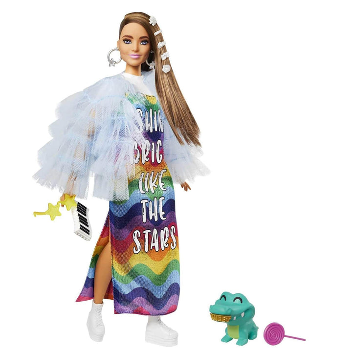 Barbie Extra Fashion Doll With Pet &amp; 15 Styling Accessories