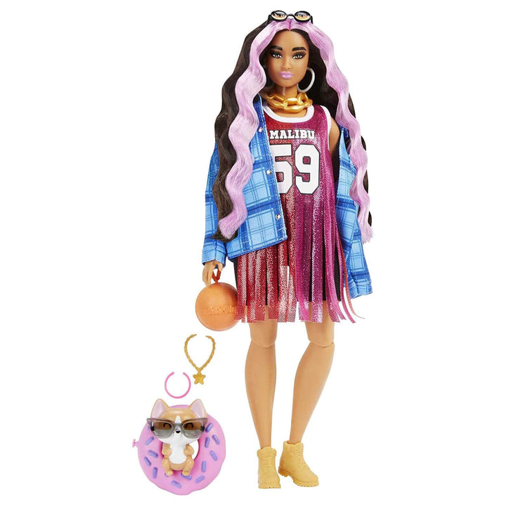 Barbie Extra Fashion Doll With Pet &amp; 15 Styling Accessories