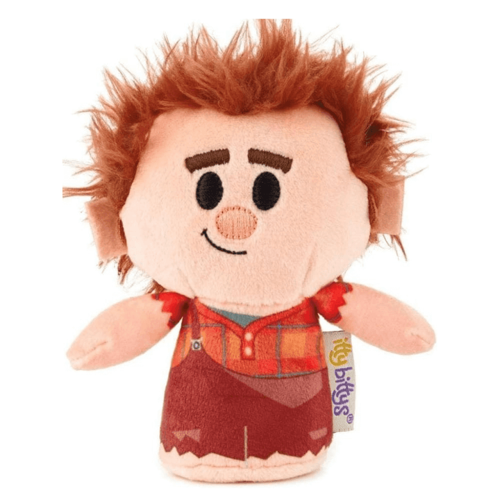 wreck it ralph plush soft toy with itty bittys label to the side and realistic messy hair