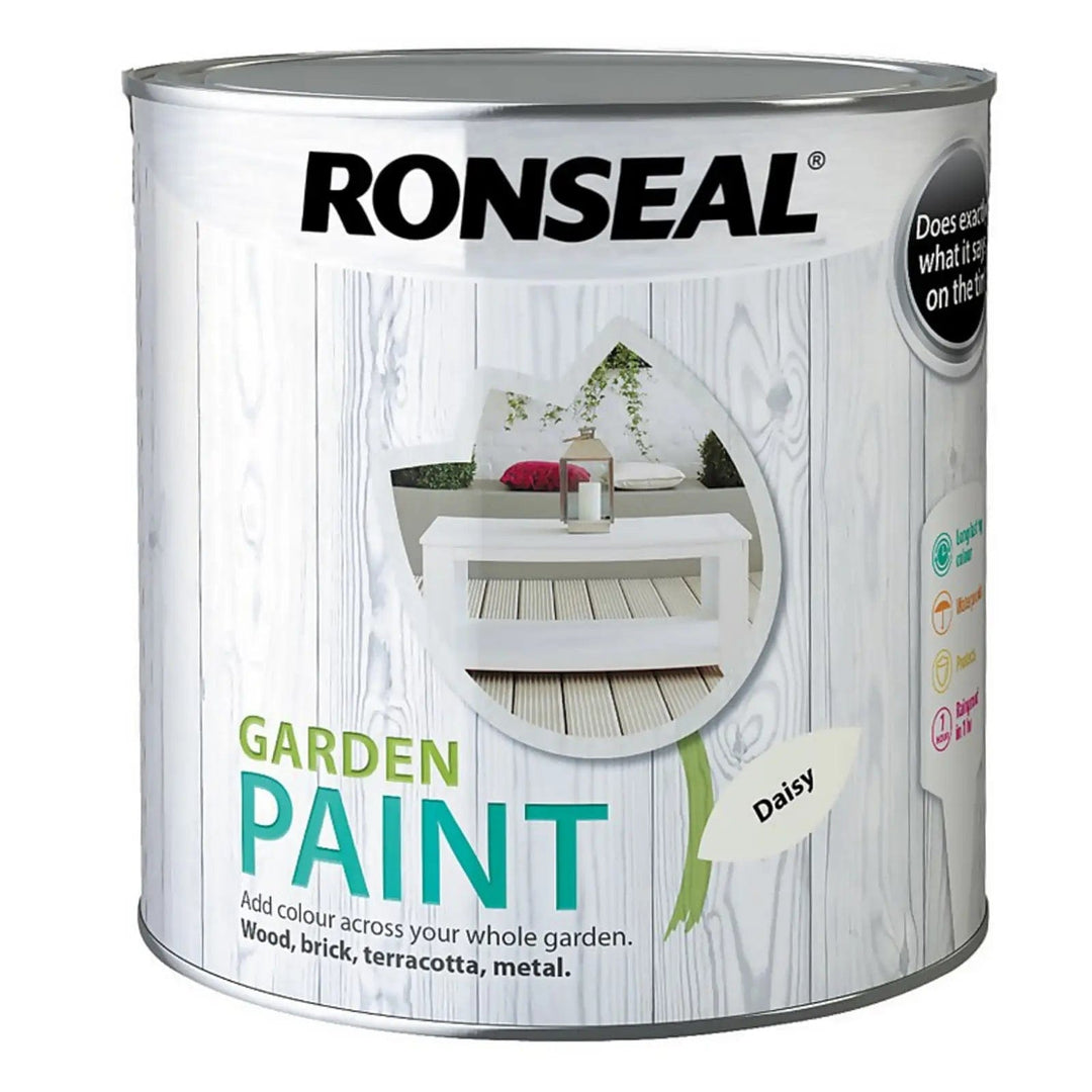 2.5 Litre tin of Daisy colour Ronseal Garden paint