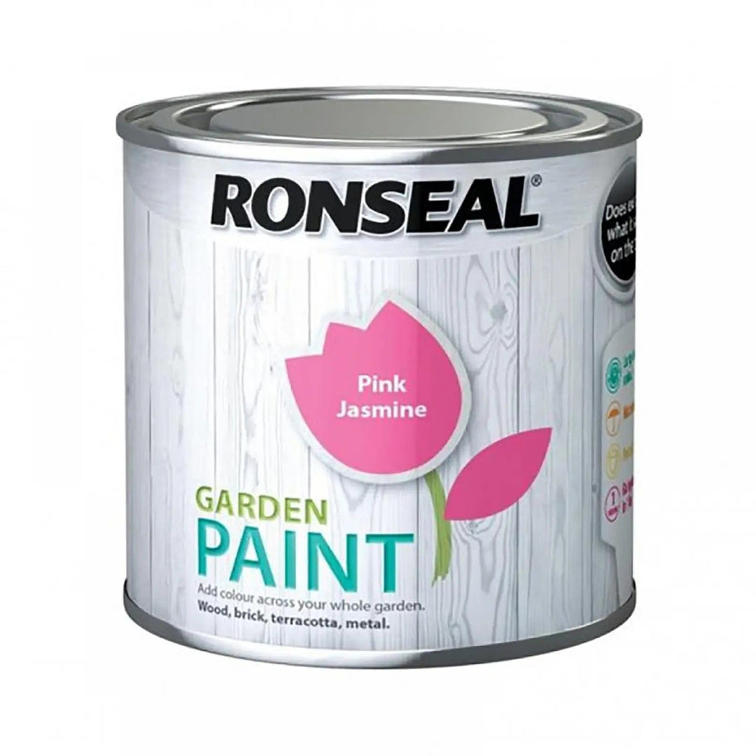 Pink Jasmine colour tin of Ronseal Garden paint