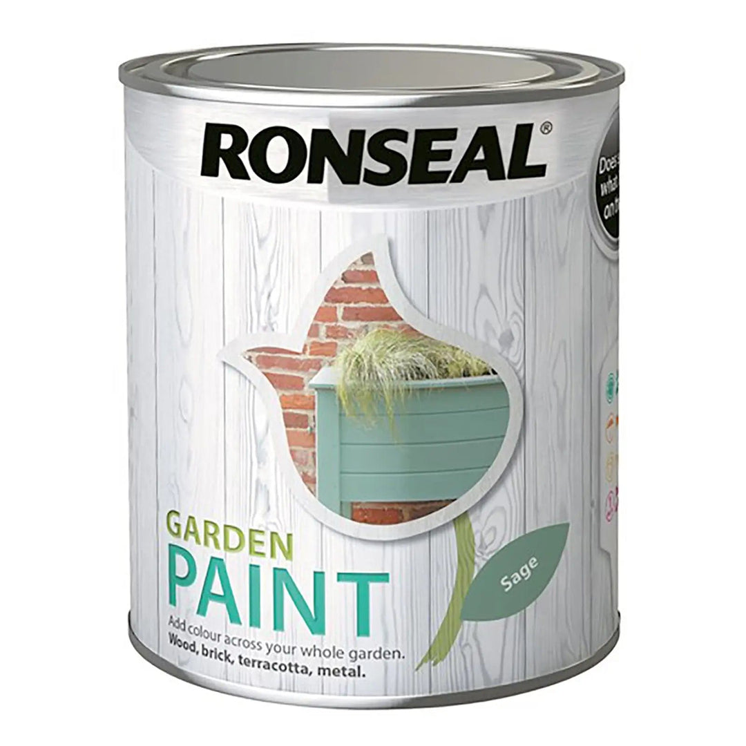 Large tin of Sage green colour Ronseal Garden paint