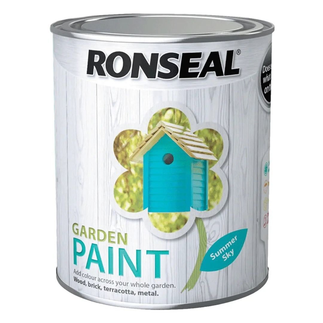 750ml tin of Summer Sky colour Ronseal Garden paint