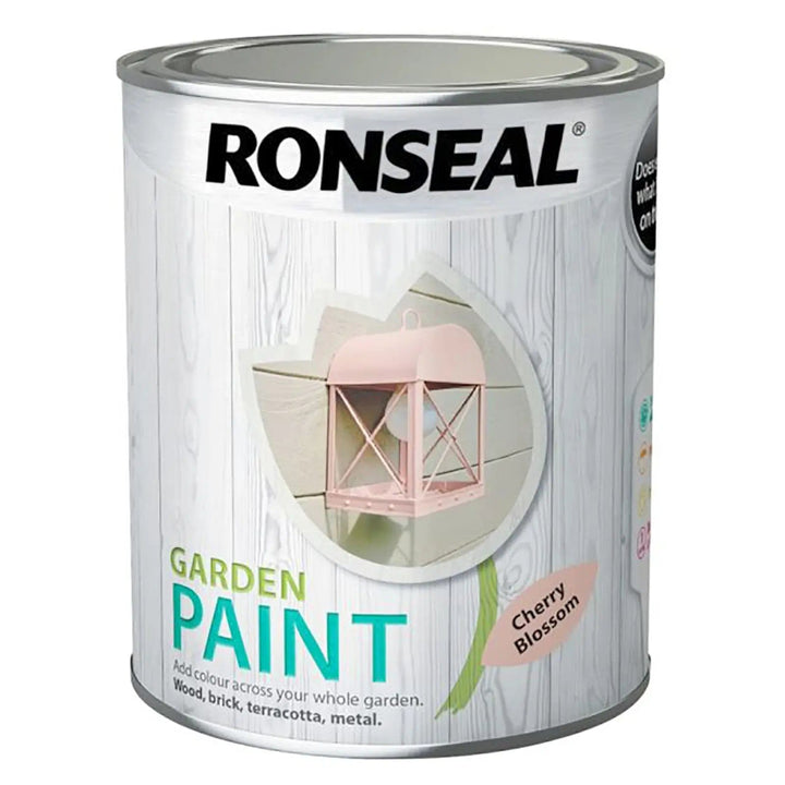 750ml tin of Cherry Blossom pink colour Ronseal Garden paint