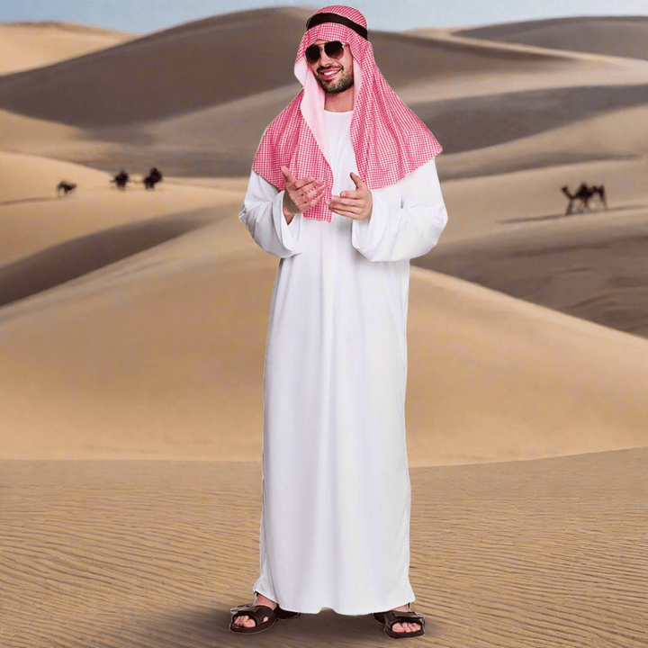 Arab Sheikh Fancy Dress Costume with Desert background 