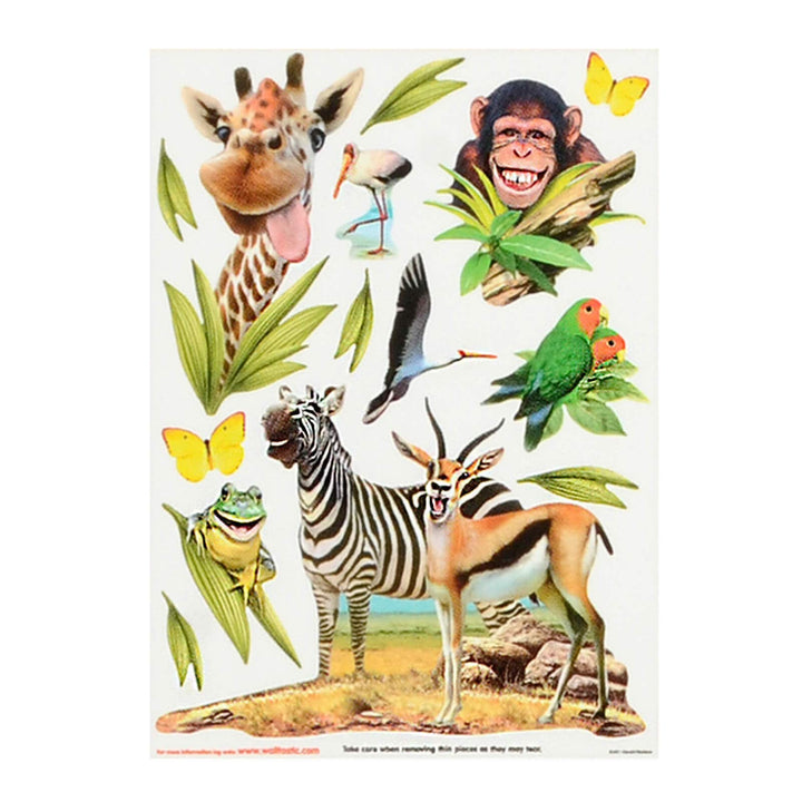 Set of animal cutouts including giraffe, zebra, monkey, and others on a white background.