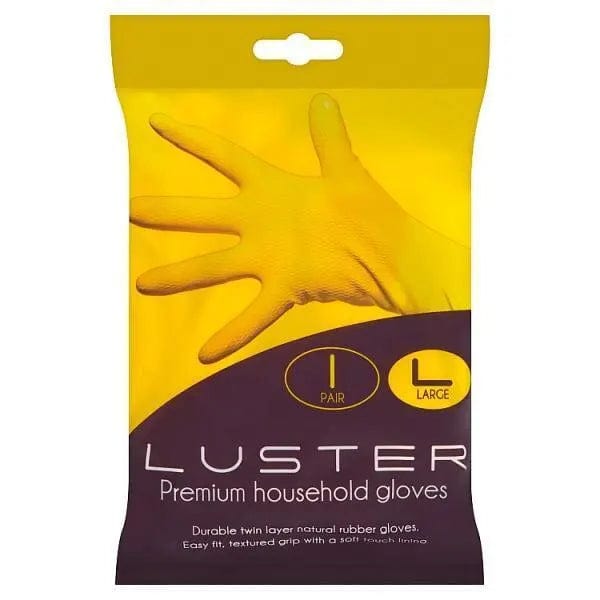 Pack of Luster Premium Large yellow rubber gloves for household cleaning