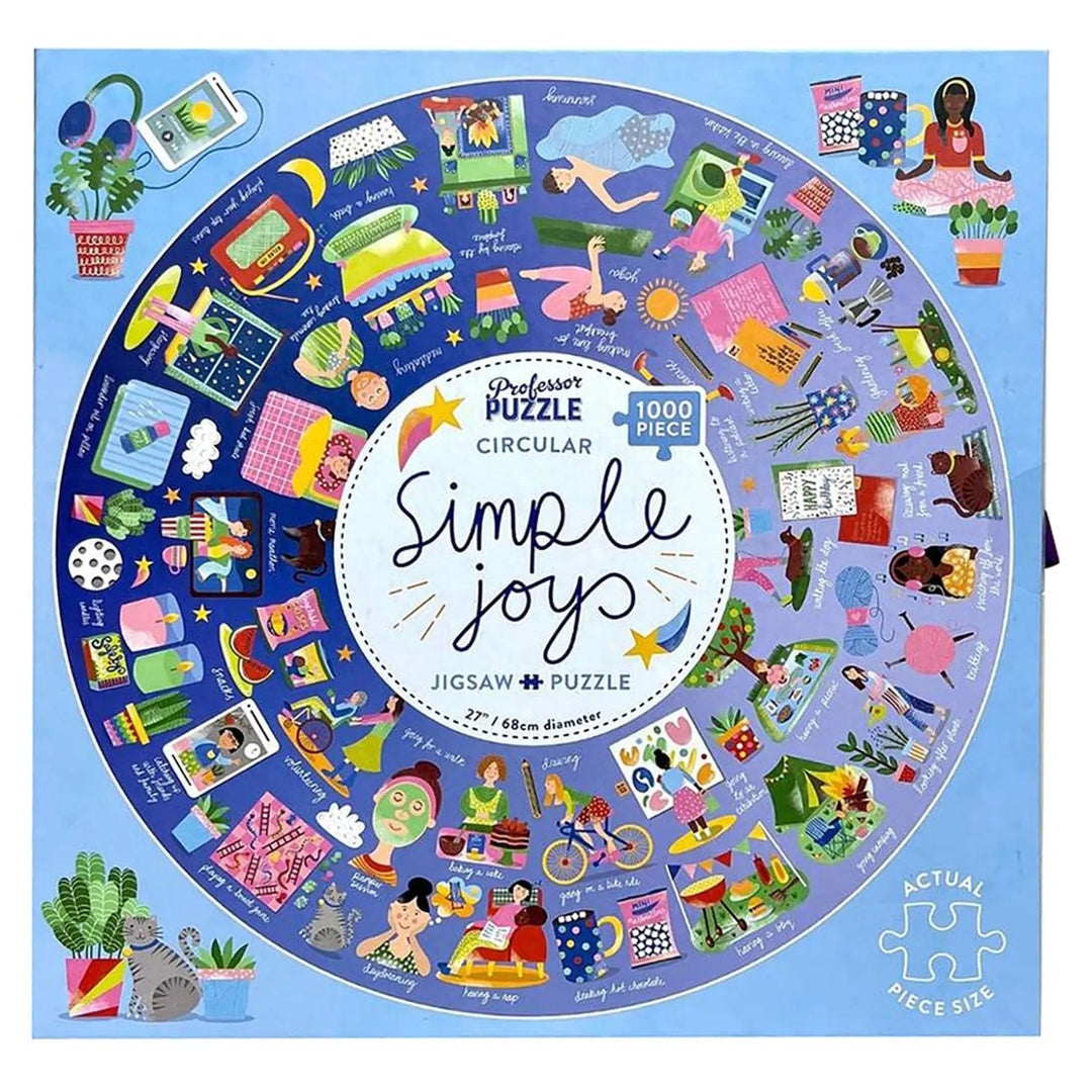 Circular jigsaw with 1000 pieces in an illustrated Simple Things design