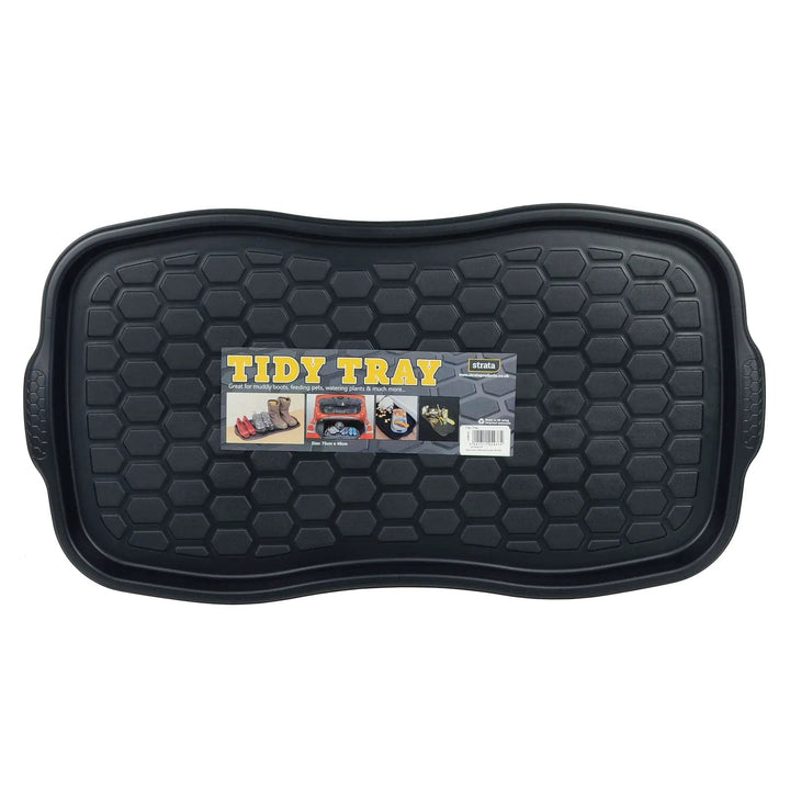 Black plastic heavy duty Tidy Tray for home and car use