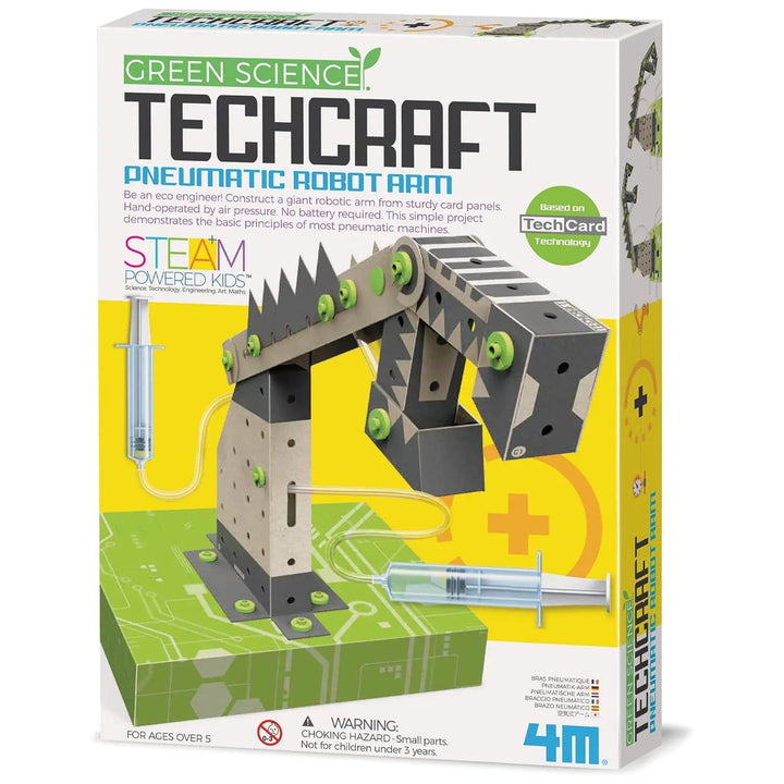 box packaging of green science techcraft pneumatic robot arm building kit