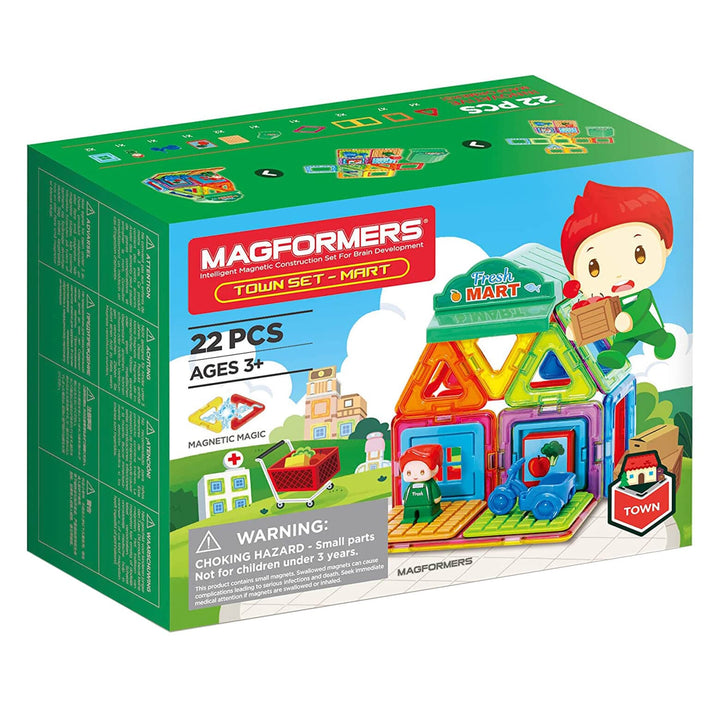 Magformers Town Set Shops Magnetic Construction Kit 22 Pieces Mart