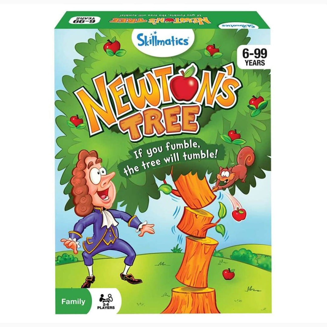 Box of 'Newton's Tree' educational game for children, featuring cartoon characters and colorful design.