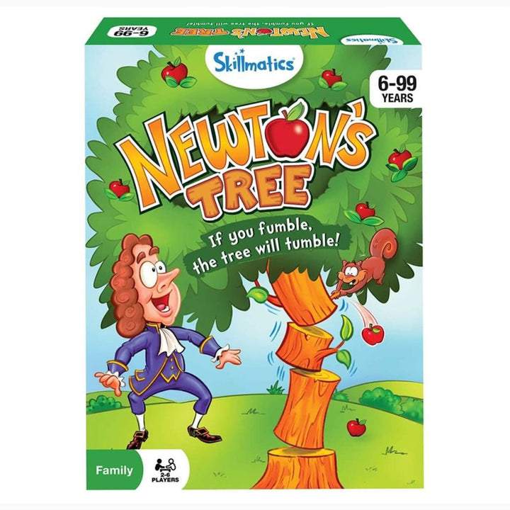 Box of 'Newton's Tree' educational game for children, featuring cartoon characters and colorful design.