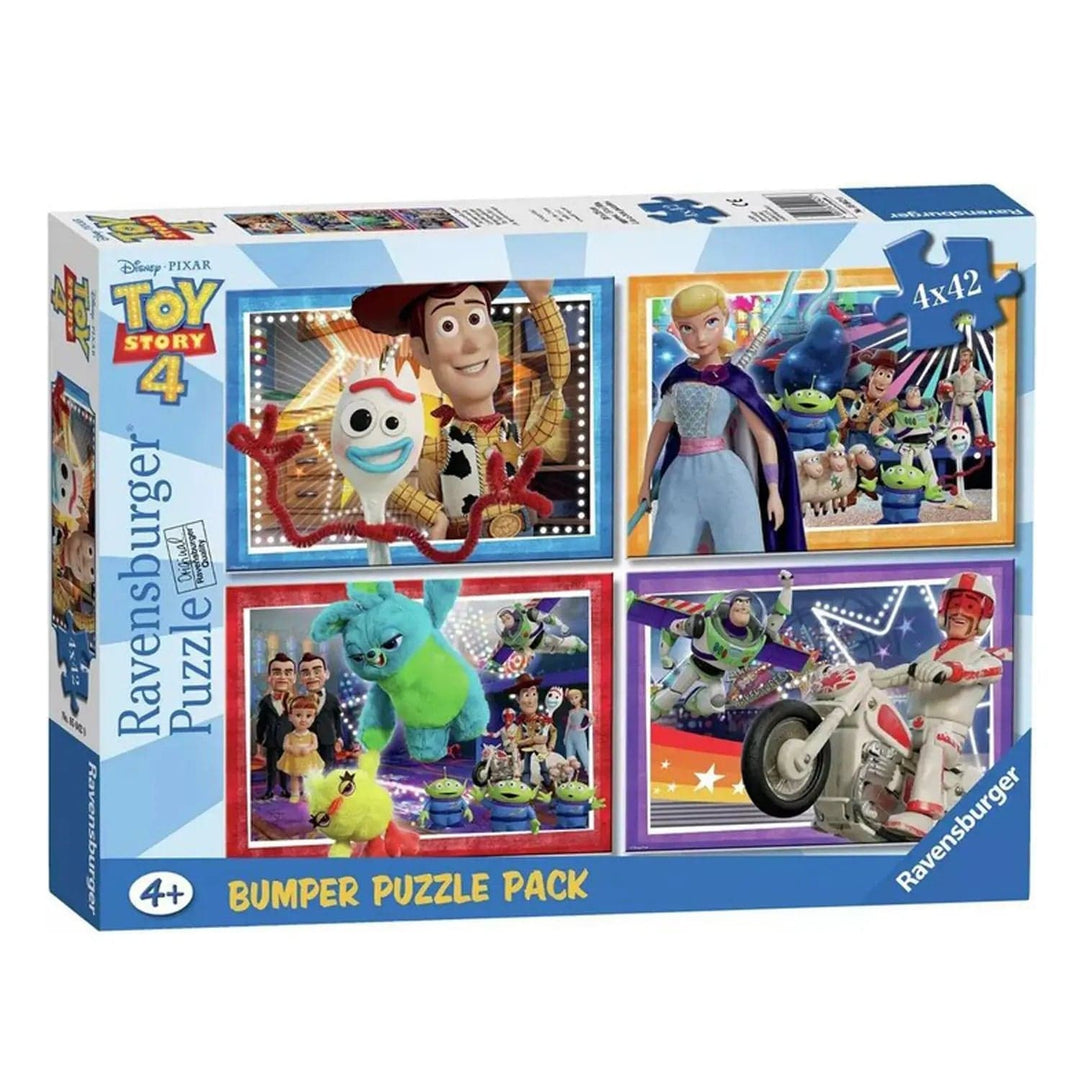 Bumper pack of 4 jigsaw puzzles featuring Toy Story 4 scenes