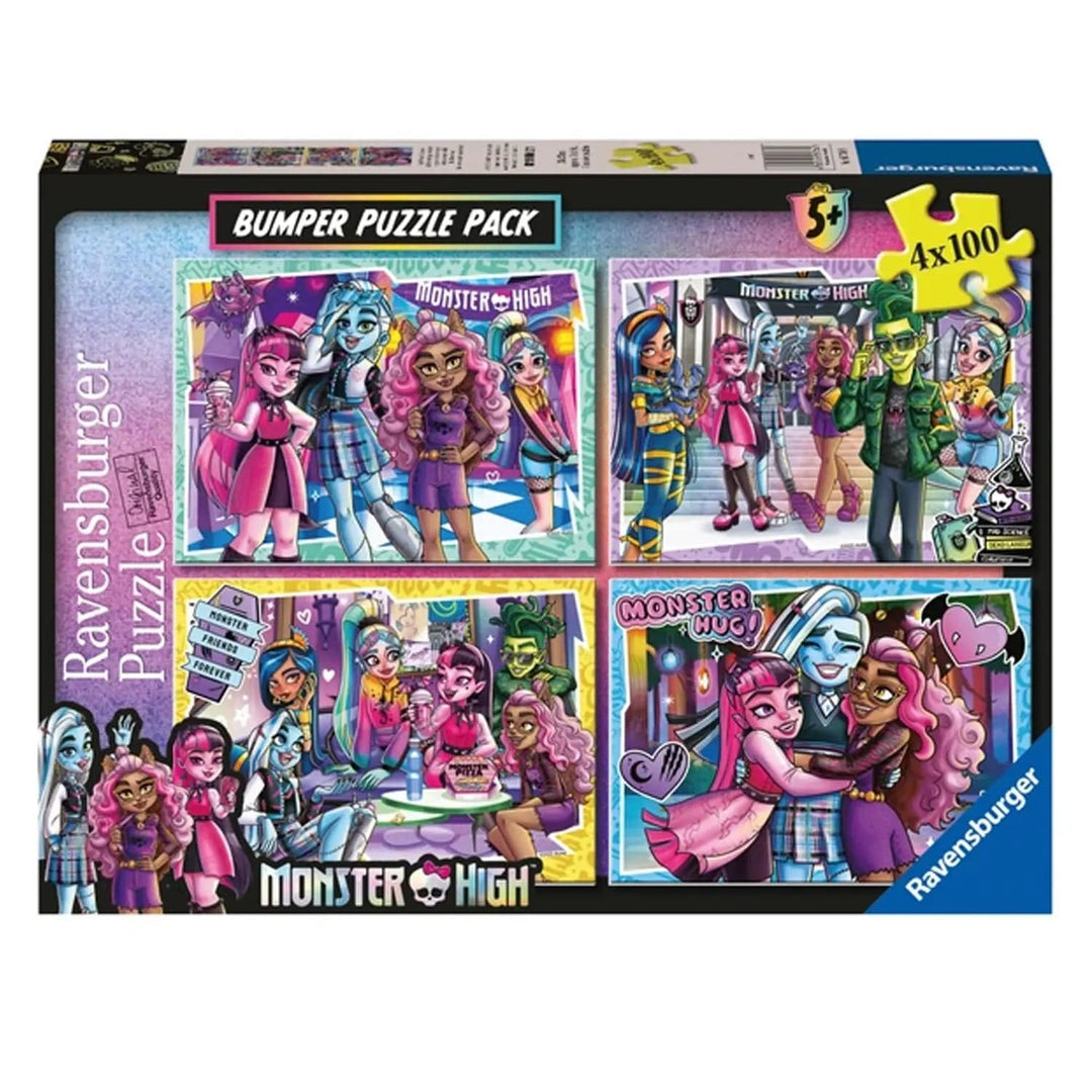 Bumper pack of 4 jigsaw puzzles with images from Monster High