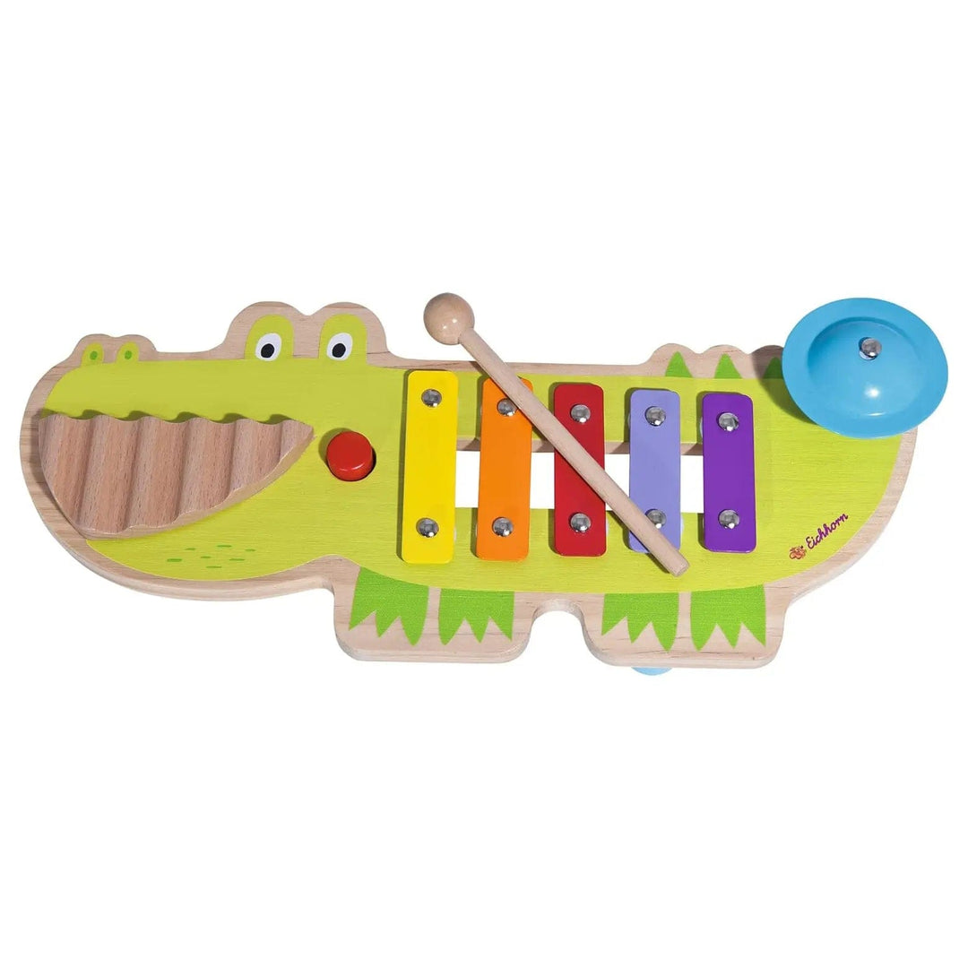 Wooden crocodile shape music toy for toddlers