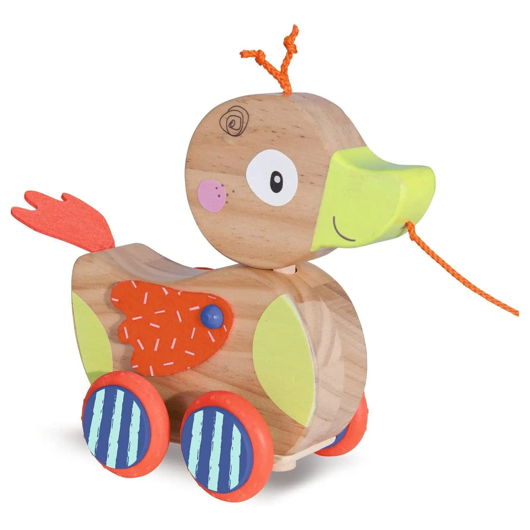 Wooden duck pull along toy for toddlers