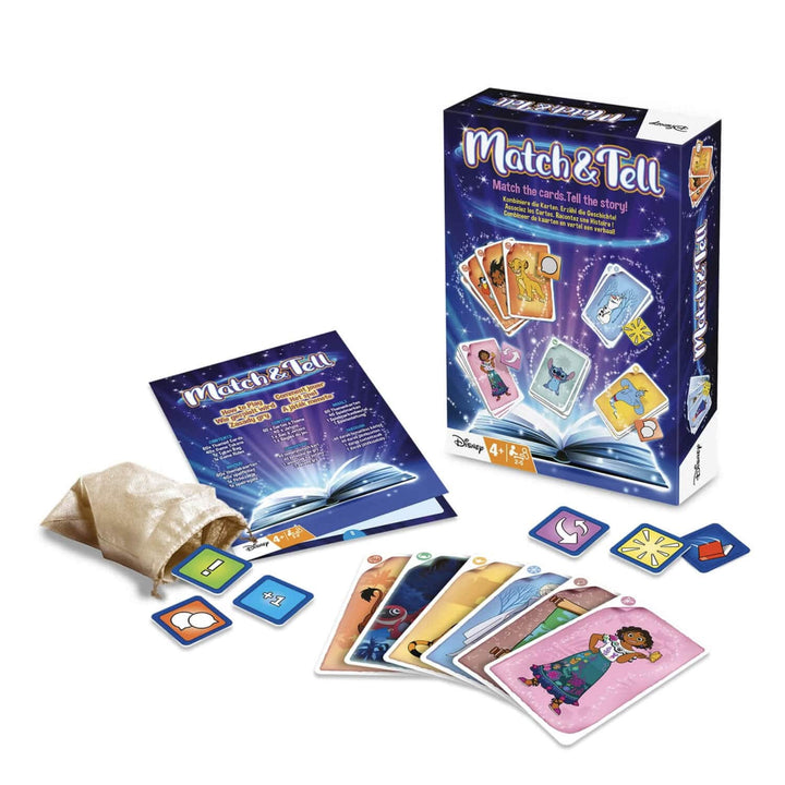 Contents of the box of Match &amp; Tell card game with Disney films theme